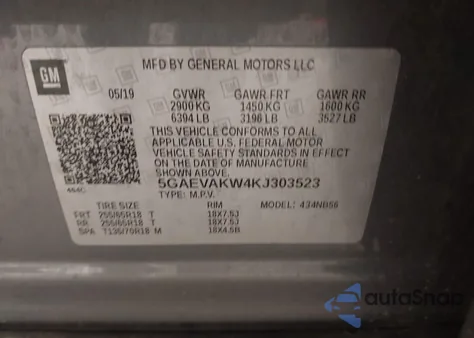 2019 Buick Enclave Awd Essence из США, поврежденный, VIN 5GAEVAKW4KJ303523